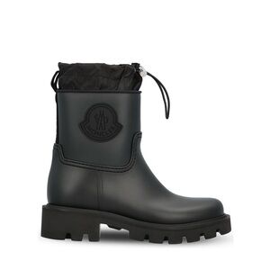 Moncler Black Leather Ankle Boots with Drawstring Cuff